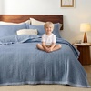 Bedsure Bedspreads Queen Size, Lightweight Striped Comforter, Navy | Breathable, Ultra Soft Bedspread, All-Season Comfort, Summer Coverlet, Hot Sleepers Friendly, OEKO-TEX, 3-Piece Set, 90x96in(09 – Blue (Contrast Border))