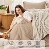 Bedsure Comforter Queen Size 5 Pieces – Queen Size Comforter Set with Checkered Throw Blanket and Decorative Pillow, Lightweiget Bedding, All Season Bedding Sets, Light Camel(02 – Khaki Striped)