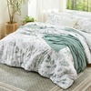 Bedsure Comforter Set Queen Size – Cute Floral Bedding Comforter Set, 3 Pieces, 1 Soft Reversible Olive Green Woodland Floral Flowers Comforter and 2 Pillow Shams(Leaf)