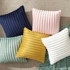 Bedsure Fleece Striped Decorative Throw Pillow Covers, Linen, 18×18 | Set of 2, Double-Side, Fluffy Soft, Home Decor for Couch Sofa Living Room Bedroom(10-blue)