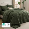 Bedsure King Size Comforter Set Beige – Bed in a Bag King 7 Pieces, Cationic Dyed Bed Set Gift for Family, Soft Bedding for All Seasons Comforter with Sheets, Pillowcases & Shams(Dark Green)