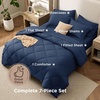 Bedsure Premium Series 5 Piece Black Twin Comforter Set, Goose Down Alternative, All Season Medium Warmth, Soft Hotel Luxury Bed in a Bag, Safe for Sensitive Skin, Includes Sheets Pillowcase & Sham(02 – Navy Blue)