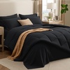 Bedsure Premium Series 5 Piece Black Twin Comforter Set, Goose Down Alternative, All Season Medium Warmth, Soft Hotel Luxury Bed in a Bag, Safe for Sensitive Skin, Includes Sheets Pillowcase & Sham(01 – Black)