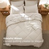Bedsure Premium Series 5 Piece Black Twin Comforter Set, Goose Down Alternative, All Season Medium Warmth, Soft Hotel Luxury Bed in a Bag, Safe for Sensitive Skin, Includes Sheets Pillowcase & Sham(07 – Cream – Wavy Quilted)