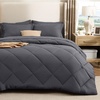 Bedsure Premium Series 5 Piece Black Twin Comforter Set, Goose Down Alternative, All Season Medium Warmth, Soft Hotel Luxury Bed in a Bag, Safe for Sensitive Skin, Includes Sheets Pillowcase & Sham(05 – Dark Grey)