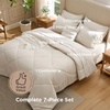 Bedsure Premium Series 5 Piece Black Twin Comforter Set, Goose Down Alternative, All Season Medium Warmth, Soft Hotel Luxury Bed in a Bag, Safe for Sensitive Skin, Includes Sheets Pillowcase & Sham(07 – Cream – Wavy Quilted)
