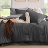 Bedsure Queen Bed in a Bag Sage Green Comforter Set Dual-Tone 7 Pieces | Bedding Set, All Seasons, Contrasting Design, Reversible, Soft, Modern, with Sheets, Breathable, Bed Set 90*90(15 – Dark Grey/Grey)