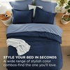 Bedsure Queen Bed in a Bag Sage Green Comforter Set Dual-Tone 7 Pieces | Bedding Set, All Seasons, Contrasting Design, Reversible, Soft, Modern, with Sheets, Breathable, Bed Set 90*90(05 – Navy Blue/Ashley Blue)