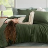 Bedsure Queen Bed in a Bag Sage Green Comforter Set Dual-Tone 7 Pieces | Bedding Set, All Seasons, Contrasting Design, Reversible, Soft, Modern, with Sheets, Breathable, Bed Set 90*90(08 – Olive Green/Sage Green)