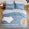 Bedsure Queen Bed in a Bag Sage Green Comforter Set Dual-Tone 7 Pieces | Bedding Set, All Seasons, Contrasting Design, Reversible, Soft, Modern, with Sheets, Breathable, Bed Set 90*90(04 – Grayish Blue/Baby Blue)