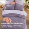 Bedsure Queen Bed in a Bag Sage Green Comforter Set Dual-Tone 7 Pieces | Bedding Set, All Seasons, Contrasting Design, Reversible, Soft, Modern, with Sheets, Breathable, Bed Set 90*90(10 – Grayish Purple/Lavender)