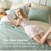Bedsure Queen Bed in a Bag Sage Green Comforter Set Dual-Tone 7 Pieces | Bedding Set, All Seasons, Contrasting Design, Reversible, Soft, Modern, with Sheets, Breathable, Bed Set 90*90(01 – Sage Green/Beige)