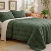 Bedsure Queen Quilt – Prewashed Extra Soft Cotton-Like Polyester Quilts Queen Size, Lightweight Comforter, Includes 1 Quilt 90×96 Inches with 2 Shams, Machine Washable, Dark Green(01 – Olive Green)
