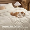 Bedsure White Comforter Cover Queen Size, Breathable Mellow Marshmallow Comforter, 4 Pieces Prewashed Soft Bedding Set for All Seasons Use, Includes 1 Duvet Cover, 1 Comforter, 2 Pillow Shams(Beige)