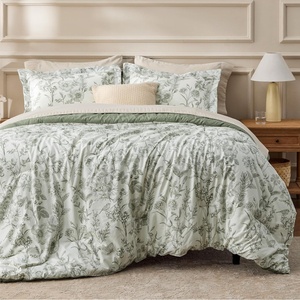Bedsure Comforter Set Queen Size – Cute Floral Bedding Comforter Set, 3 Pieces, 1 Soft Reversible Olive Green Woodland Floral Flowers Comforter and 2 Pillow Shams(Botanical Print)