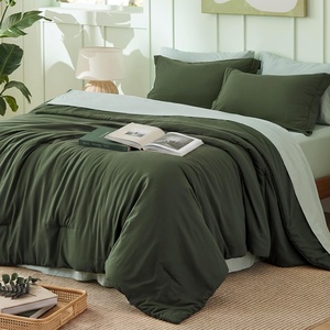 Bedsure Queen Bed in a Bag Sage Green Comforter Set Dual-Tone 7 Pieces | Bedding Set, All Seasons, Contrasting Design, Reversible, Soft, Modern, with Sheets, Breathable, Bed Set 90*90(08 – Olive Green/Sage Green)
