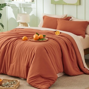 Bedsure Queen Bed in a Bag Sage Green Comforter Set Dual-Tone 7 Pieces | Bedding Set, All Seasons, Contrasting Design, Reversible, Soft, Modern, with Sheets, Breathable, Bed Set 90*90(11 – Burnt Orange/Warm Sand)
