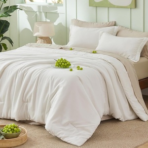 Bedsure Queen Bed in a Bag Sage Green Comforter Set Dual-Tone 7 Pieces | Bedding Set, All Seasons, Contrasting Design, Reversible, Soft, Modern, with Sheets, Breathable, Bed Set 90*90(03 – White/Beige)