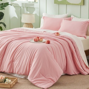 Bedsure Queen Bed in a Bag Sage Green Comforter Set Dual-Tone 7 Pieces | Bedding Set, All Seasons, Contrasting Design, Reversible, Soft, Modern, with Sheets, Breathable, Bed Set 90*90(14 – Light Pink/Ivory)