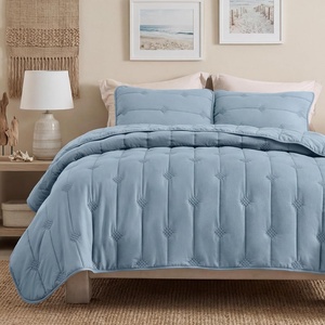 Bedsure Queen Quilt – Prewashed Extra Soft Cotton-Like Polyester Quilts Queen Size, Lightweight Comforter, Includes 1 Quilt 90×96 Inches with 2 Shams, Machine Washable, Dark Green(04 – Dusty Blue)