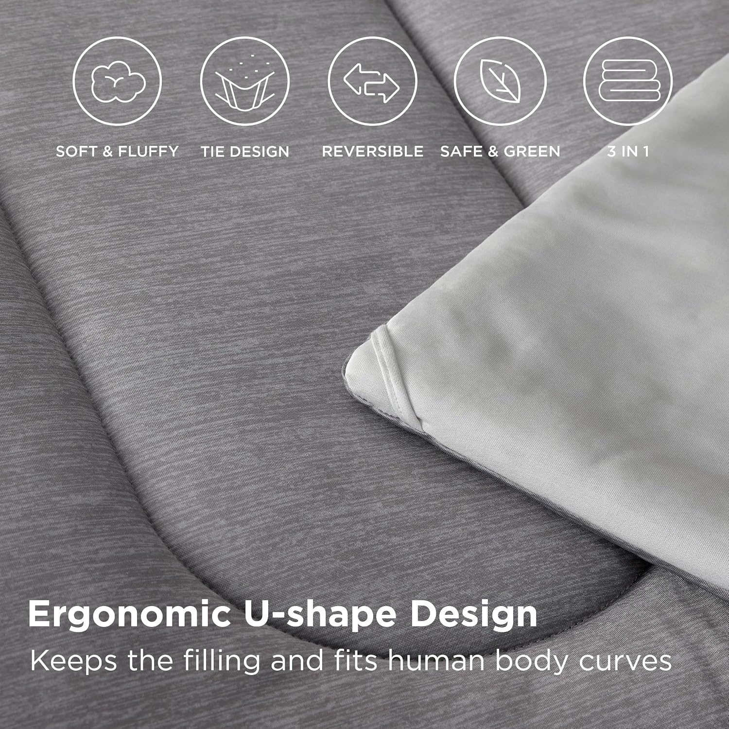 image:imageBedsure Cooling Comforter Queen Size Charcoal Black Reversible Comforter for Hot Sleepers amp Night Sweats All Season 3 Pieces 1 Soft Comforter 88x88 and 2 Pillow Cases 20x26Gray
