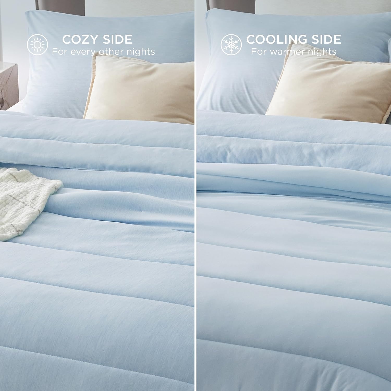 image:imageBedsure Cooling Comforter Queen Size Charcoal Black Reversible Comforter for Hot Sleepers amp Night Sweats All Season 3 Pieces 1 Soft Comforter 88x88 and 2 Pillow Cases 20x26Icy Blue