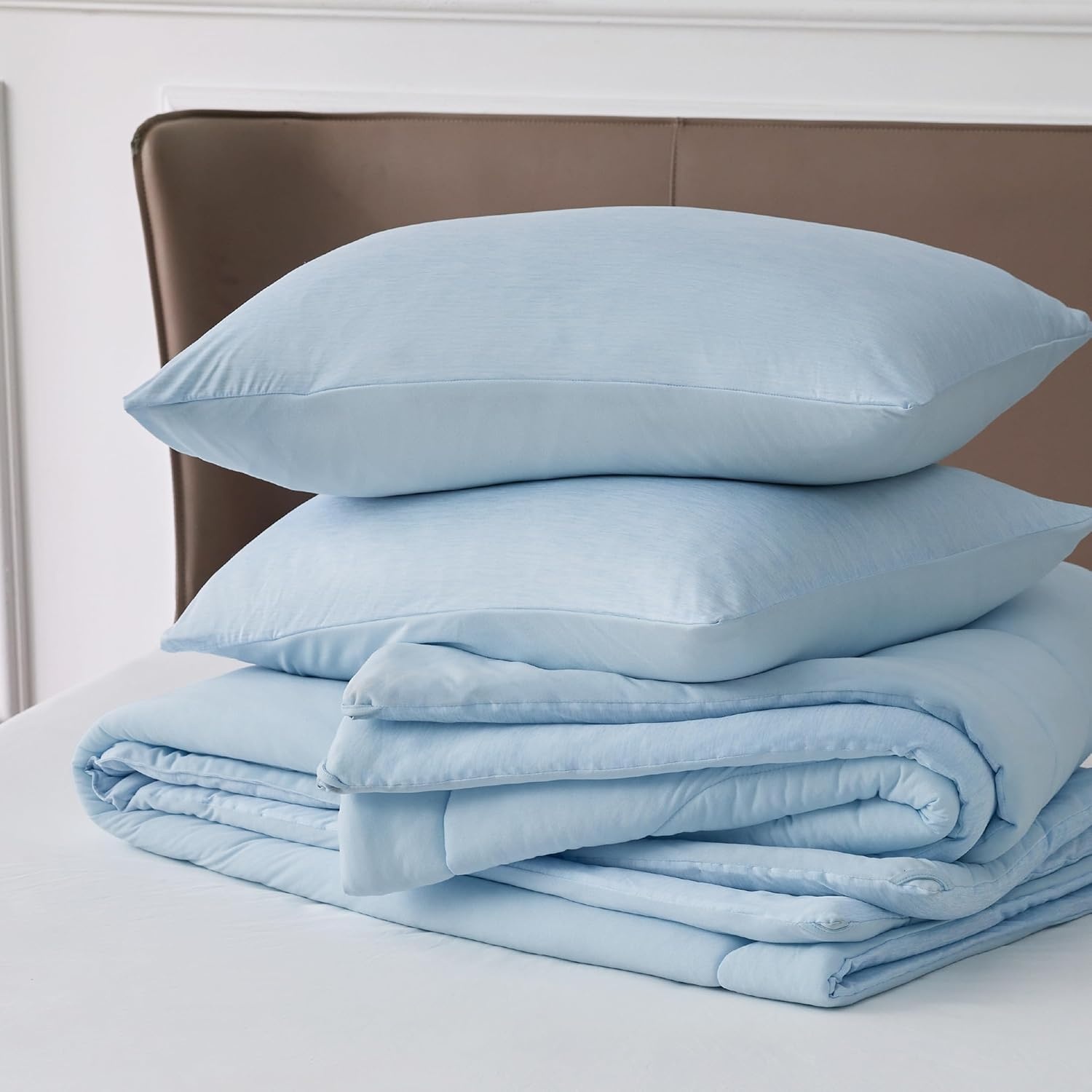 image:imageBedsure Cooling Comforter Queen Size Charcoal Black Reversible Comforter for Hot Sleepers amp Night Sweats All Season 3 Pieces 1 Soft Comforter 88x88 and 2 Pillow Cases 20x26Icy Blue