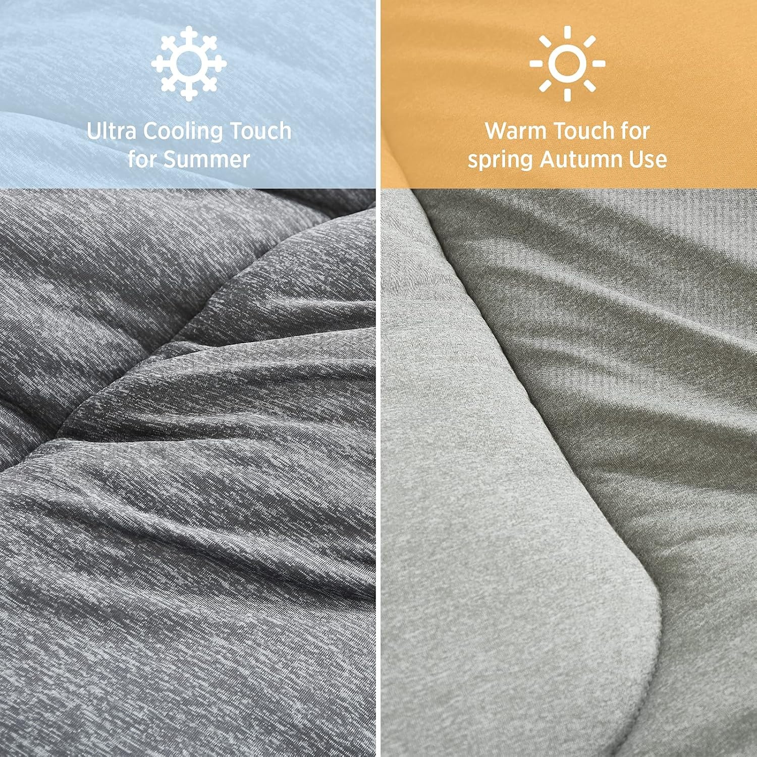 image:imageBedsure Cooling Comforter Queen Size Charcoal Black Reversible Comforter for Hot Sleepers amp Night Sweats All Season 3 Pieces 1 Soft Comforter 88x88 and 2 Pillow Cases 20x26Charcoal Gray