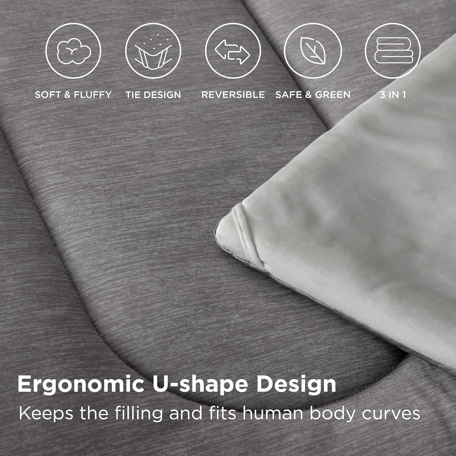 image:imageBedsure Cooling Comforter Queen Size Charcoal Black Reversible Comforter for Hot Sleepers amp Night Sweats All Season 3 Pieces 1 Soft Comforter 88x88 and 2 Pillow Cases 20x26Gray