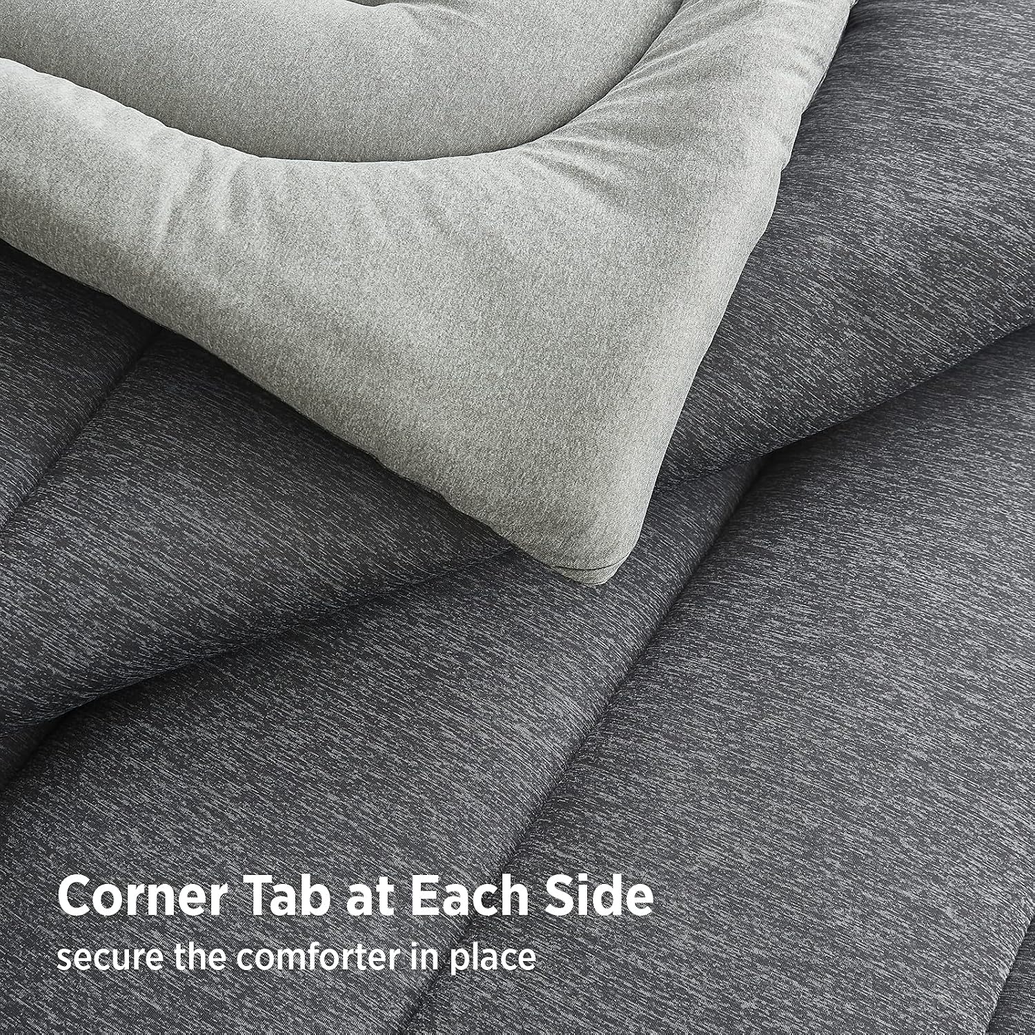 image:imageBedsure Cooling Comforter Queen Size Charcoal Black Reversible Comforter for Hot Sleepers amp Night Sweats All Season 3 Pieces 1 Soft Comforter 88x88 and 2 Pillow Cases 20x26Charcoal Gray
