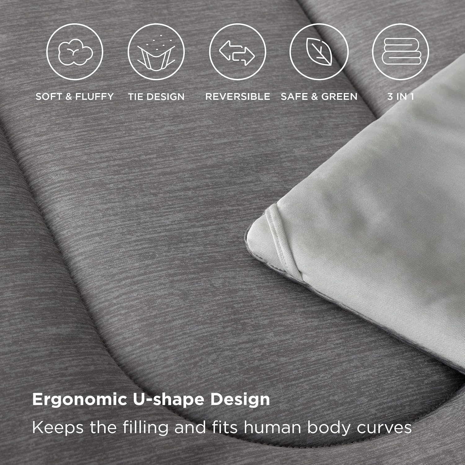 image:imageBedsure Cooling Comforter Queen Size Charcoal Black Reversible Comforter for Hot Sleepers amp Night Sweats All Season 3 Pieces 1 Soft Comforter 88x88 and 2 Pillow Cases 20x26Gray