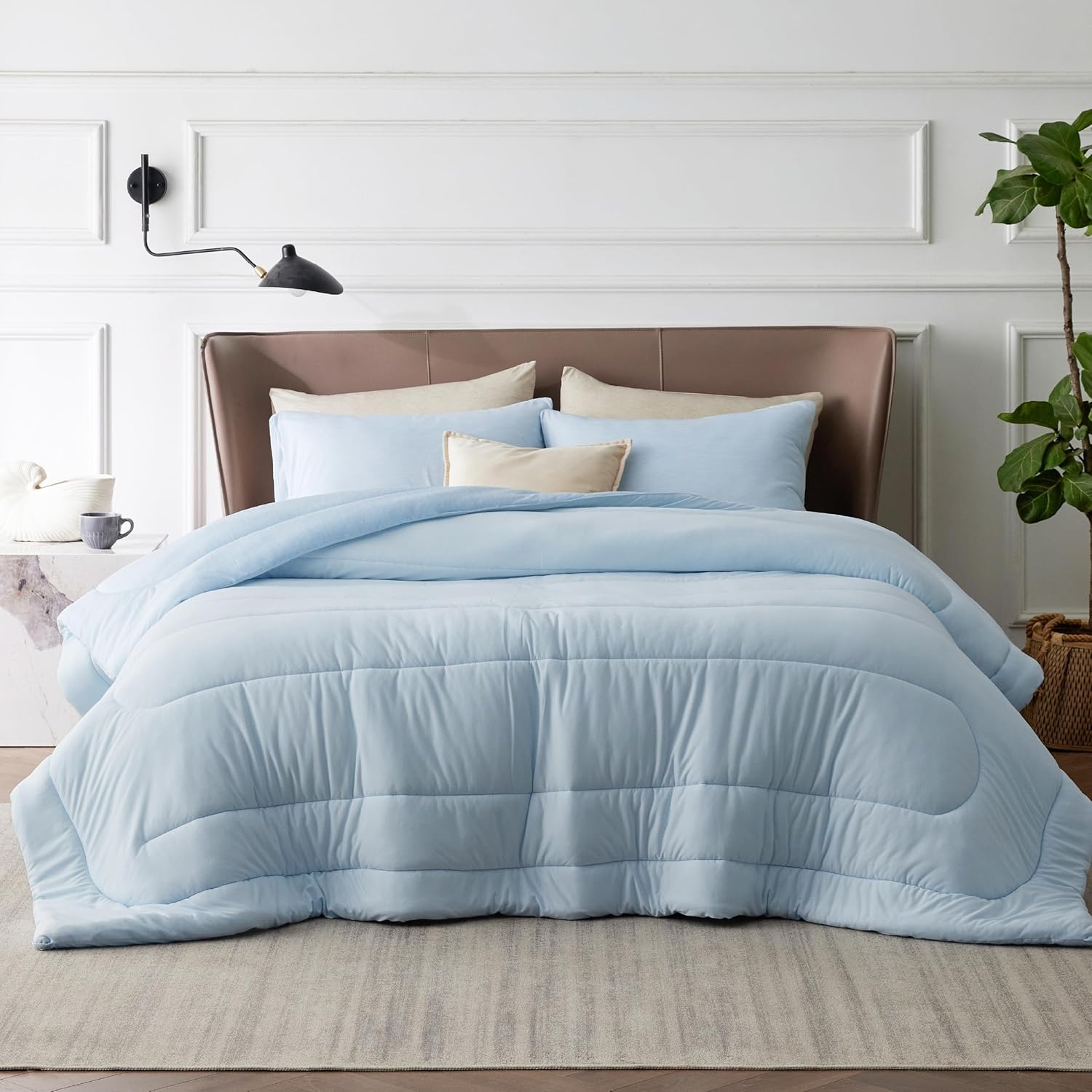image:imageBedsure Cooling Comforter Queen Size Charcoal Black Reversible Comforter for Hot Sleepers amp Night Sweats All Season 3 Pieces 1 Soft Comforter 88x88 and 2 Pillow Cases 20x26Icy Blue