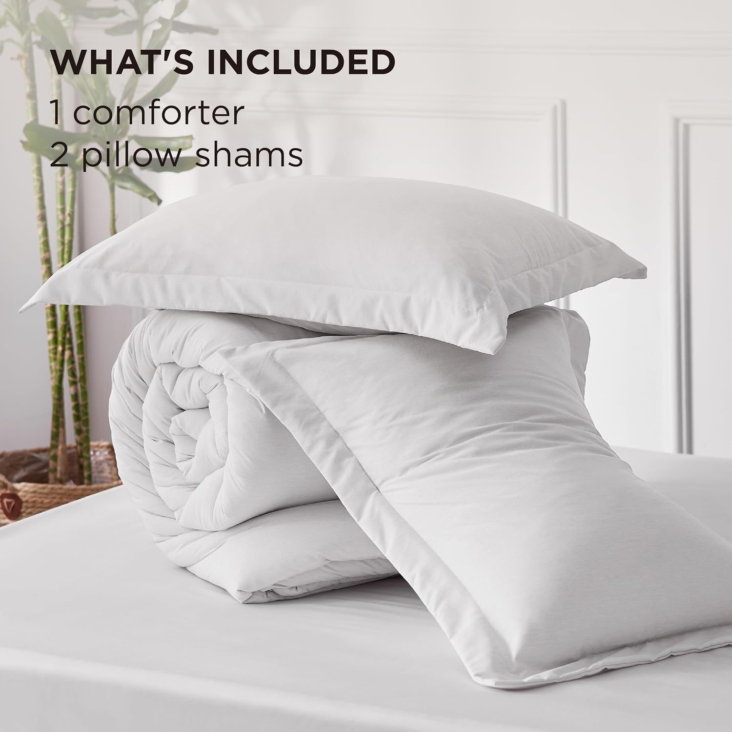 image:imageBedsure Grey Queen Comforter Set Soft Cationic Dyed Bedding Set 3 Pcs Breathable Comfortable for All Season SkinFriendly Melange Home Decor Gift Bed Set Cozy for Bedroom OEKO Modern03 Grayish White Melange