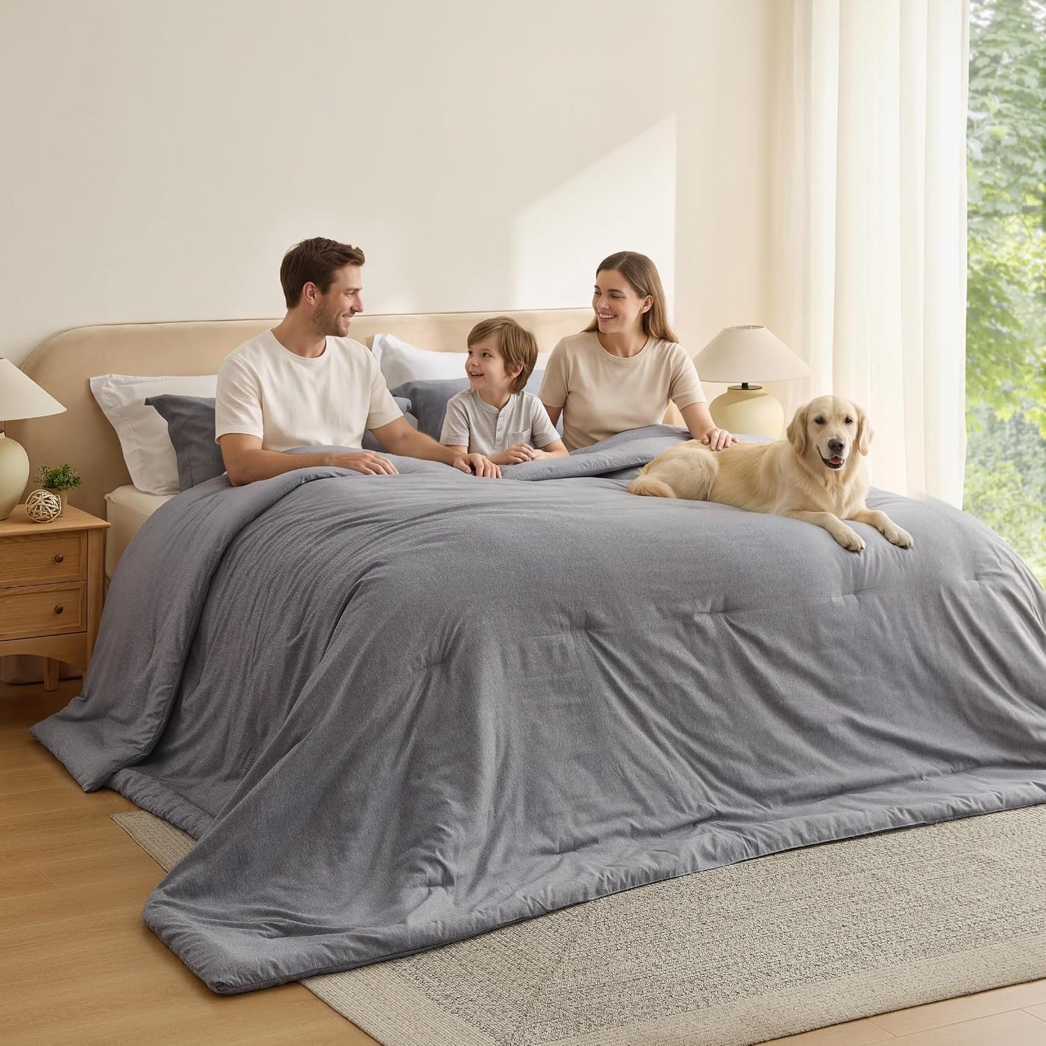 image:imageBedsure Grey Queen Comforter Set Soft Cationic Dyed Bedding Set 3 Pcs Breathable Comfortable for All Season SkinFriendly Melange Home Decor Gift Bed Set Cozy for Bedroom OEKO Modern03 Grey Melange