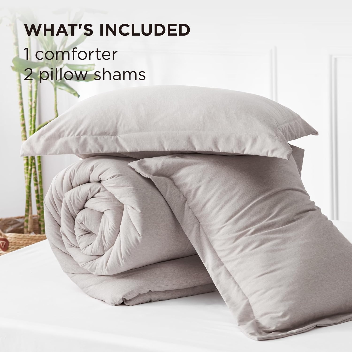 image:imageBedsure Grey Queen Comforter Set Soft Cationic Dyed Bedding Set 3 Pcs Breathable Comfortable for All Season SkinFriendly Melange Home Decor Gift Bed Set Cozy for Bedroom OEKO Modern04 Taupe Melange