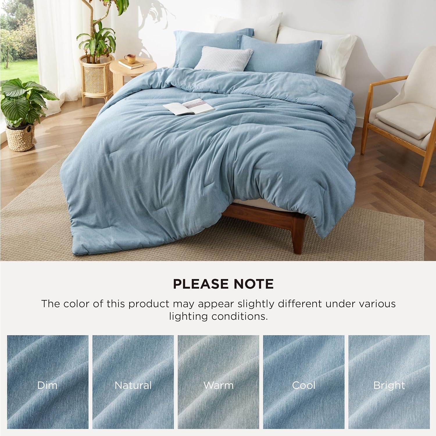 image:imageBedsure Grey Queen Comforter Set Soft Cationic Dyed Bedding Set 3 Pcs Breathable Comfortable for All Season SkinFriendly Melange Home Decor Gift Bed Set Cozy for Bedroom OEKO Modern05 Storm Blue Melange