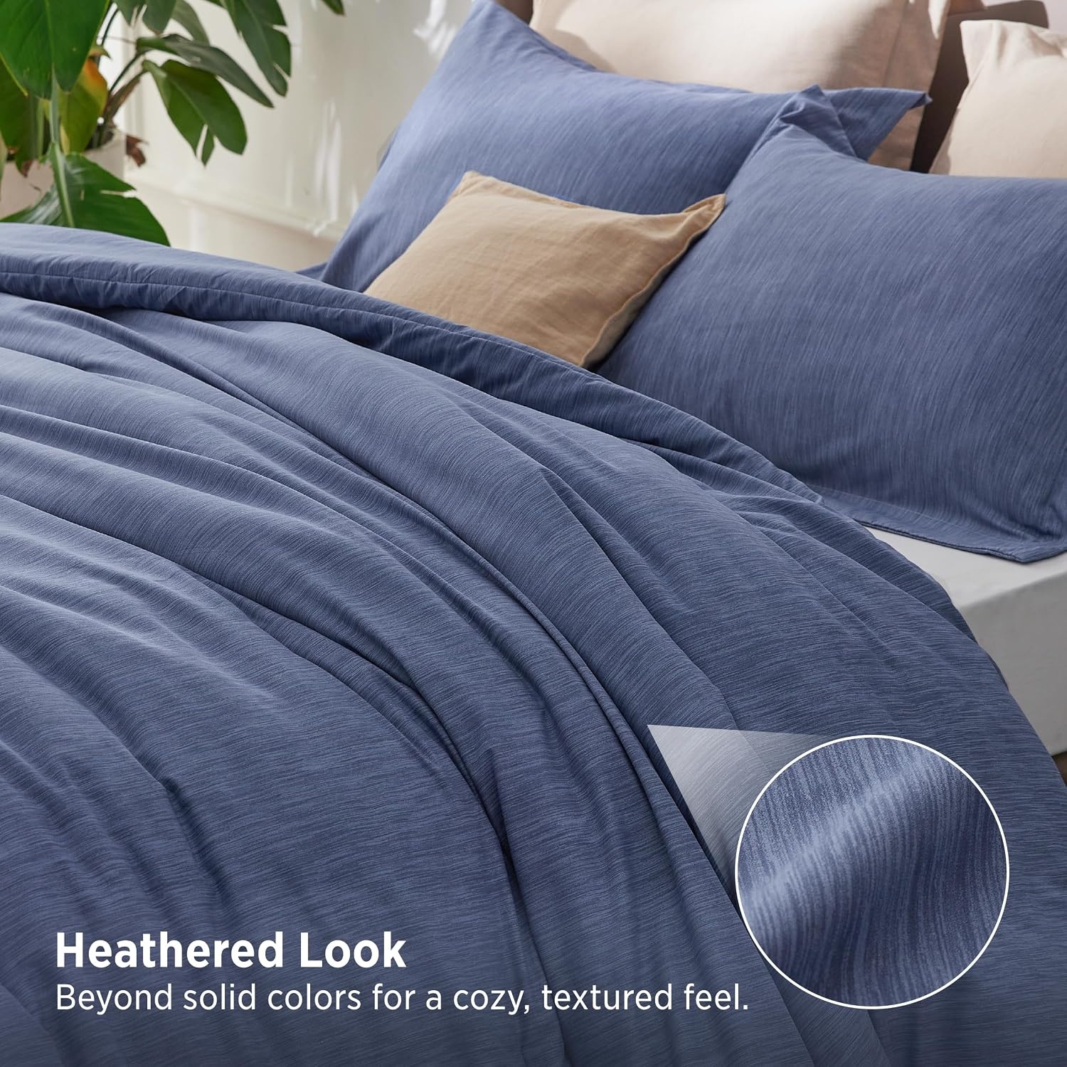 image:imageBedsure Grey Queen Comforter Set Soft Cationic Dyed Bedding Set 3 Pcs Breathable Comfortable for All Season SkinFriendly Melange Home Decor Gift Bed Set Cozy for Bedroom OEKO Modern05 Infinity Blue Melange