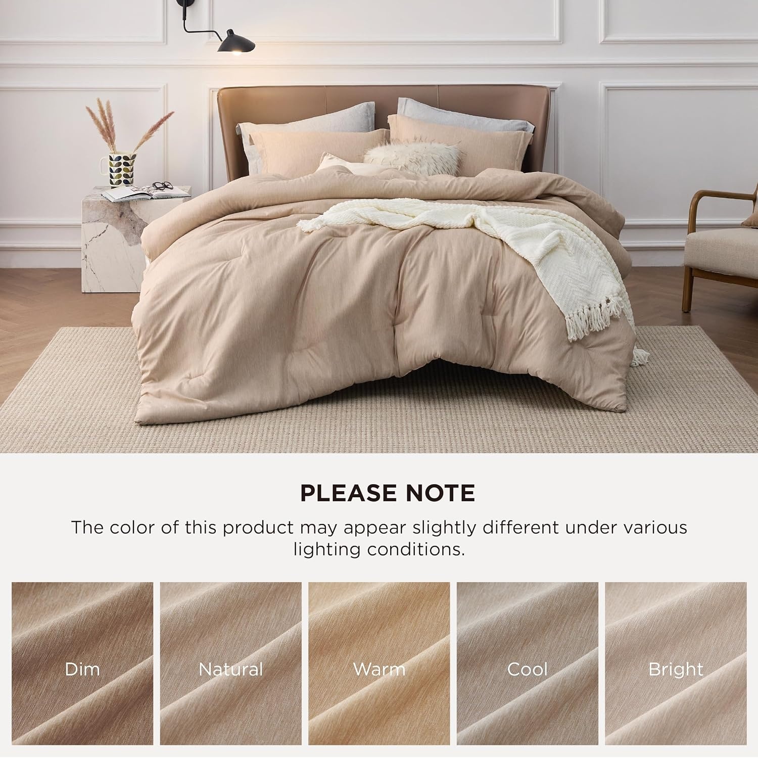 image:imageBedsure Grey Queen Comforter Set Soft Cationic Dyed Bedding Set 3 Pcs Breathable Comfortable for All Season SkinFriendly Melange Home Decor Gift Bed Set Cozy for Bedroom OEKO Modern04 Sand Melange