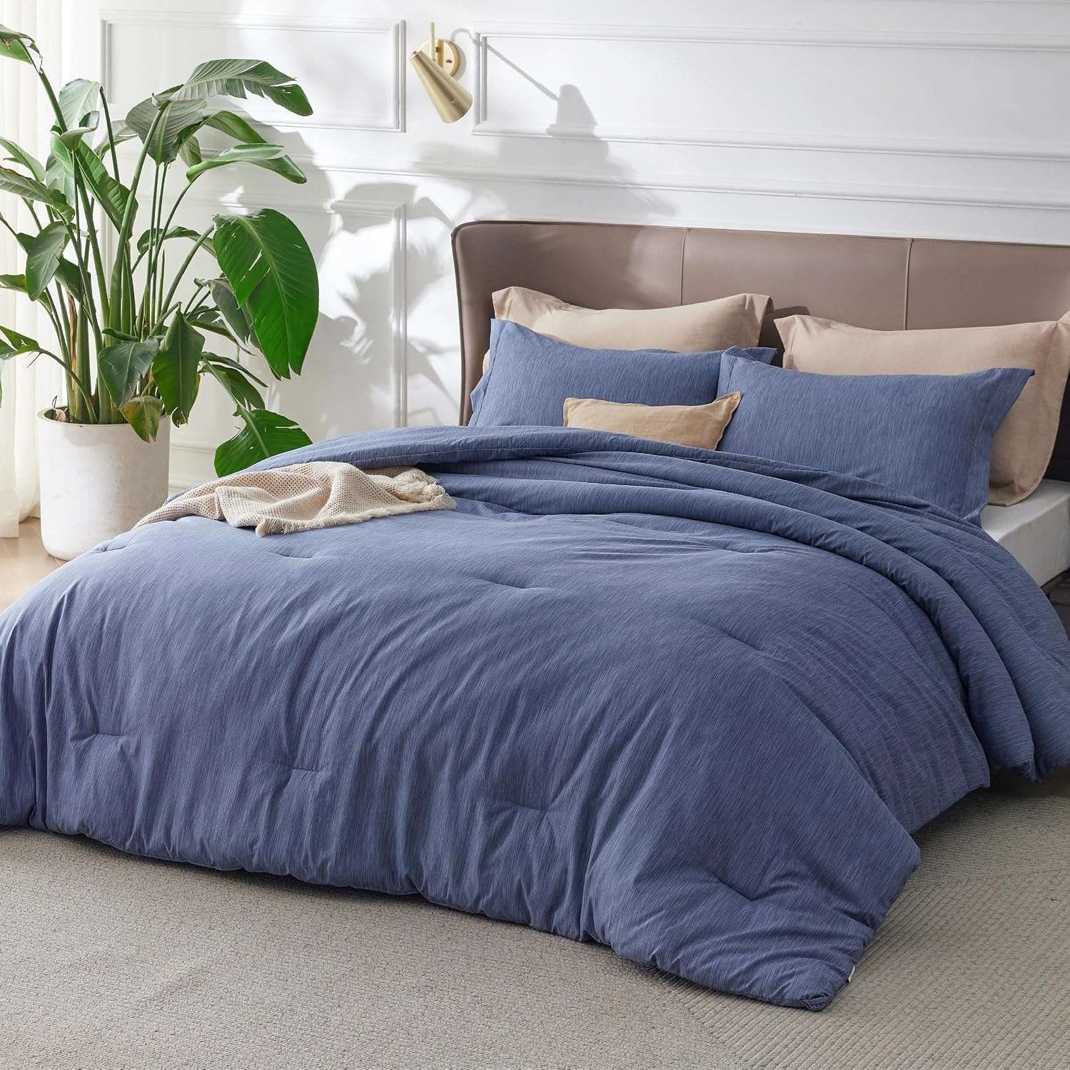 image:imageBedsure Grey Queen Comforter Set Soft Cationic Dyed Bedding Set 3 Pcs Breathable Comfortable for All Season SkinFriendly Melange Home Decor Gift Bed Set Cozy for Bedroom OEKO Modern05 Infinity Blue Melange
