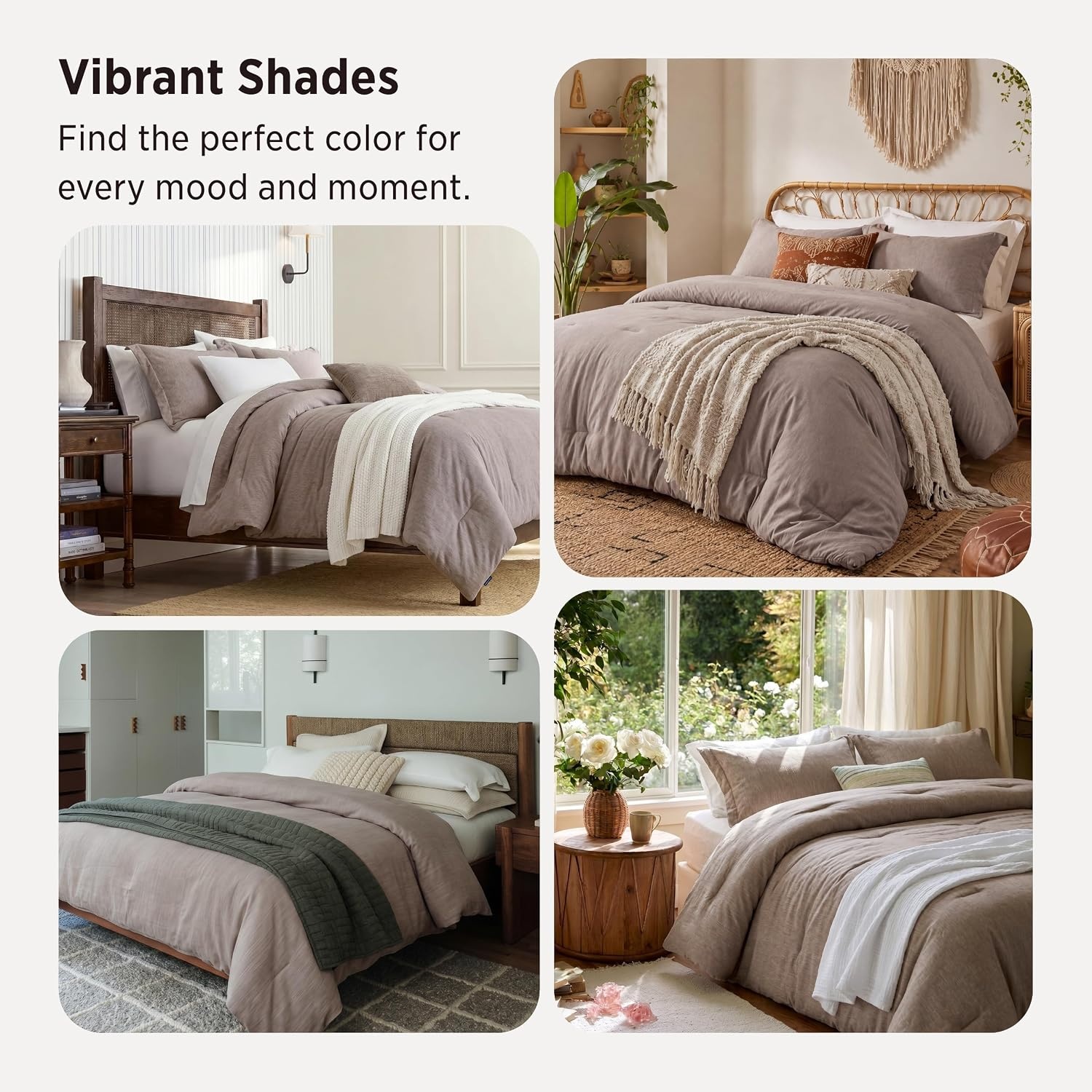 image:imageBedsure Grey Queen Comforter Set Soft Cationic Dyed Bedding Set 3 Pcs Breathable Comfortable for All Season SkinFriendly Melange Home Decor Gift Bed Set Cozy for Bedroom OEKO Modern04 Khaki Melange