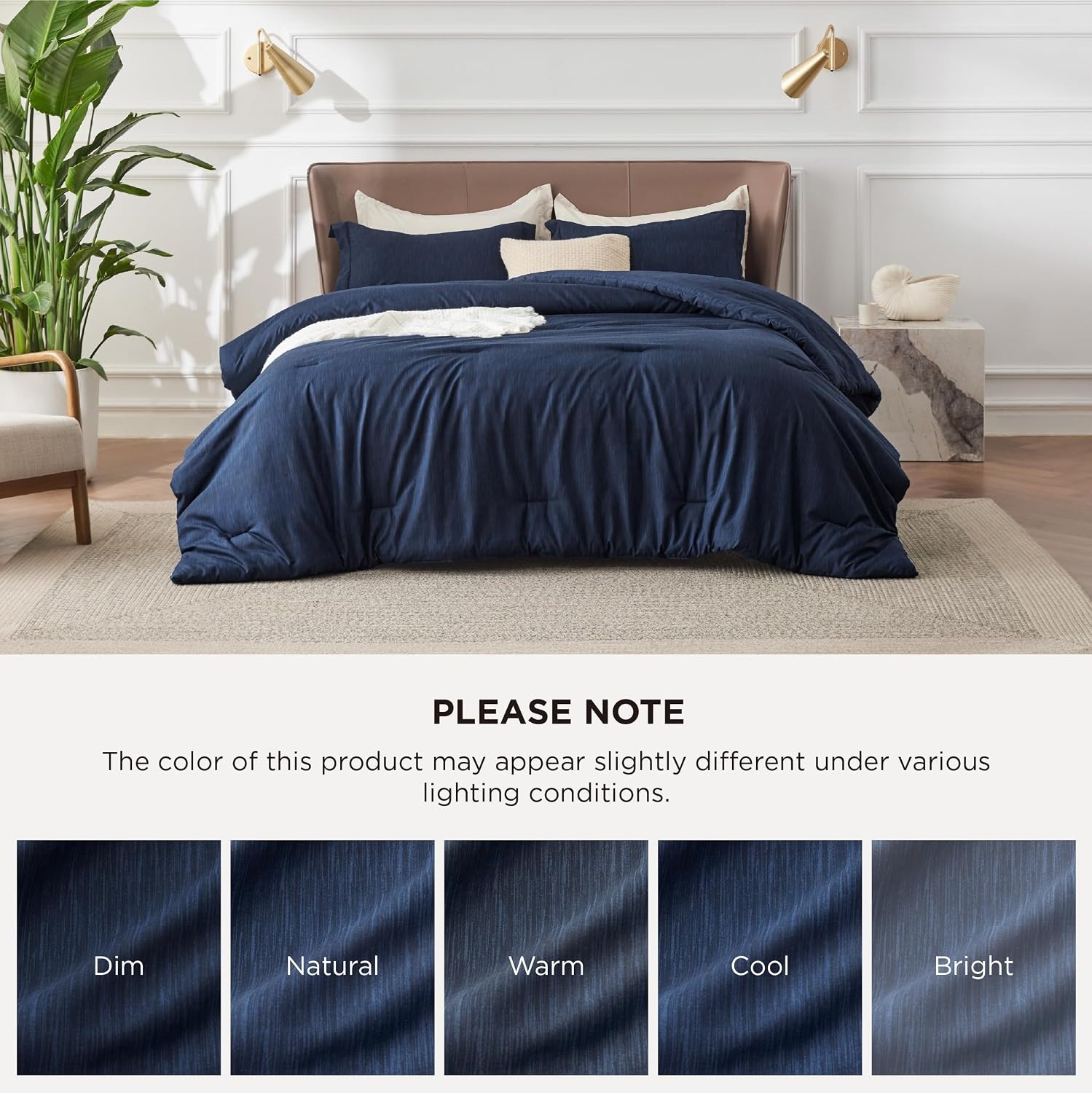 image:imageBedsure Grey Queen Comforter Set Soft Cationic Dyed Bedding Set 3 Pcs Breathable Comfortable for All Season SkinFriendly Melange Home Decor Gift Bed Set Cozy for Bedroom OEKO Modern05 Navy Melange