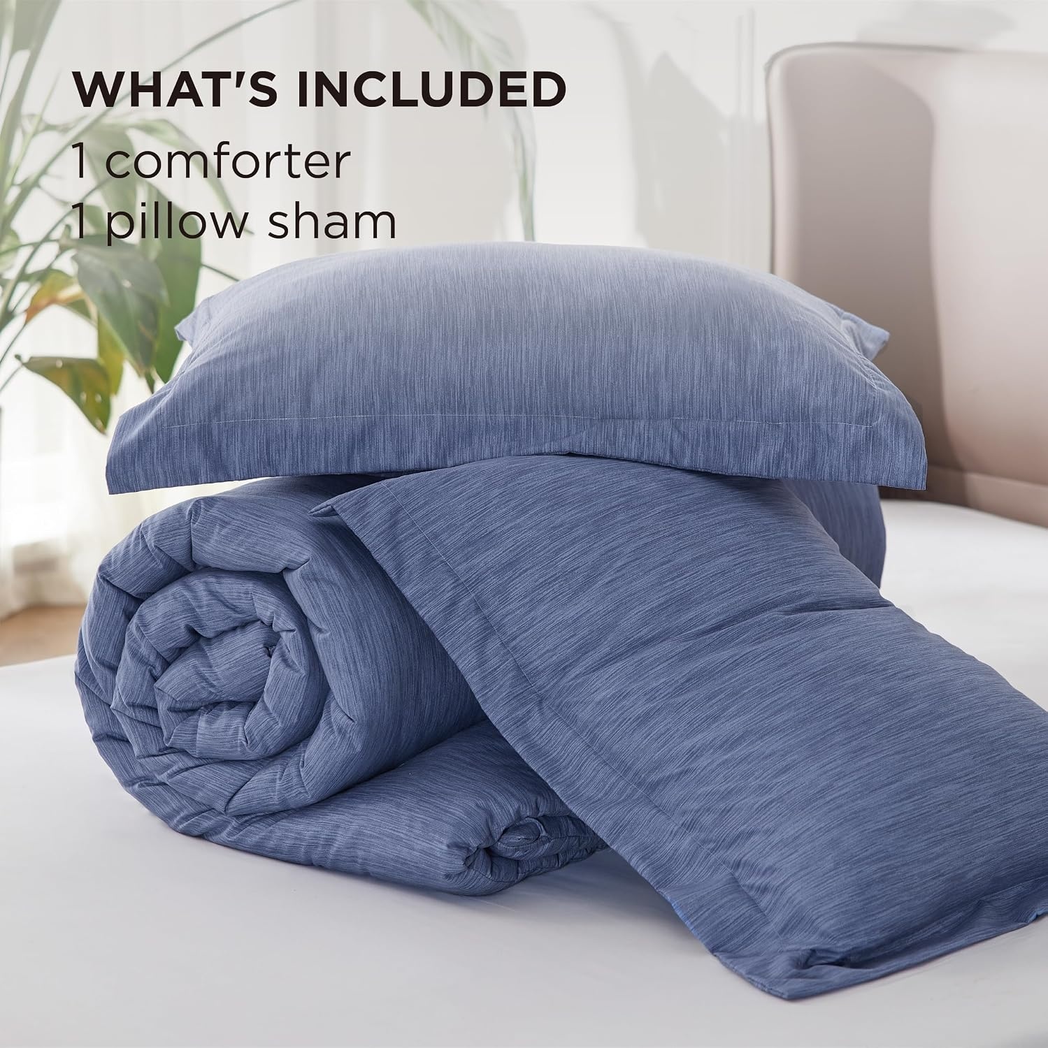 image:imageBedsure Grey Queen Comforter Set Soft Cationic Dyed Bedding Set 3 Pcs Breathable Comfortable for All Season SkinFriendly Melange Home Decor Gift Bed Set Cozy for Bedroom OEKO Modern05 Infinity Blue Melange