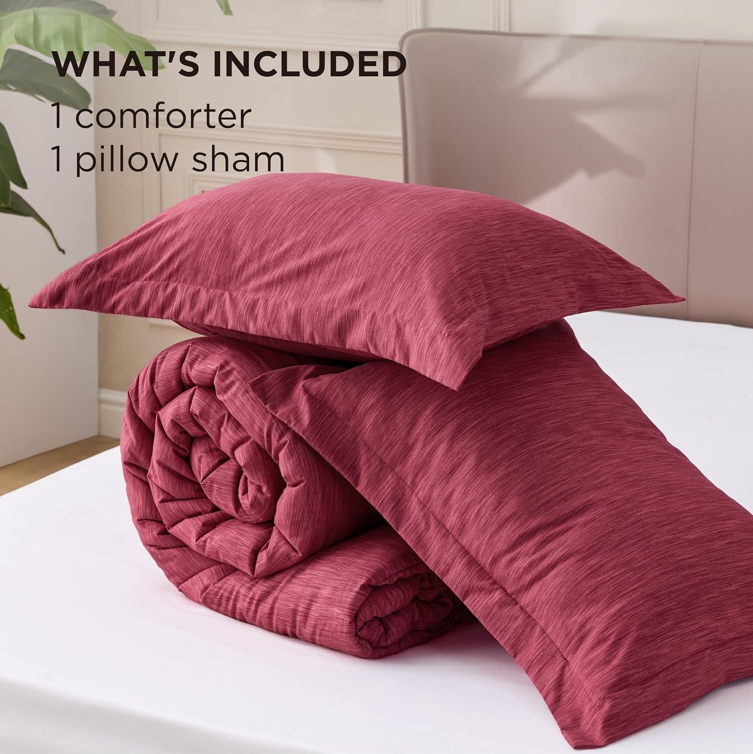 image:imageBedsure Grey Queen Comforter Set Soft Cationic Dyed Bedding Set 3 Pcs Breathable Comfortable for All Season SkinFriendly Melange Home Decor Gift Bed Set Cozy for Bedroom OEKO Modern06 Red Melange