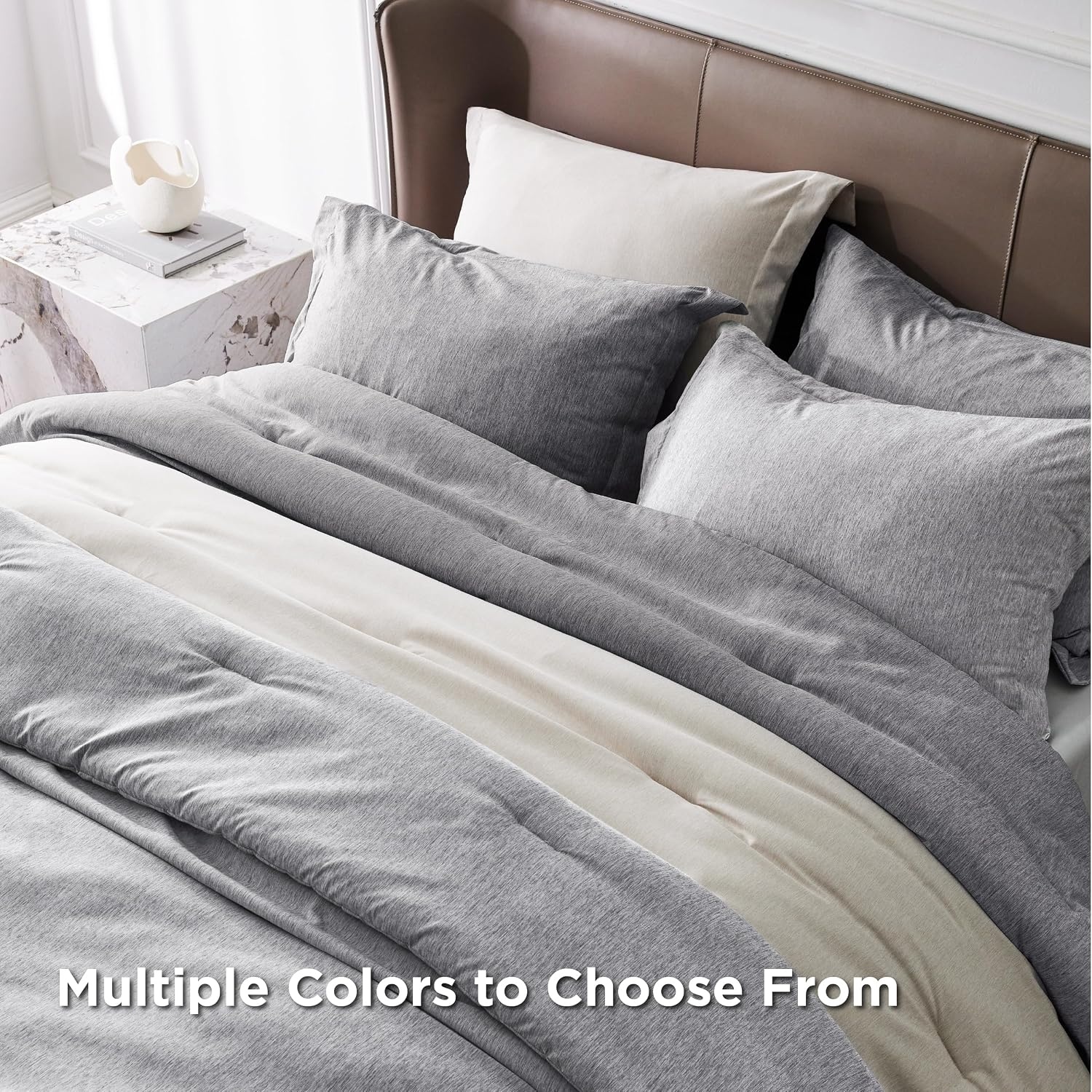 image:imageBedsure Grey Queen Comforter Set Soft Cationic Dyed Bedding Set 3 Pcs Breathable Comfortable for All Season SkinFriendly Melange Home Decor Gift Bed Set Cozy for Bedroom OEKO Modern03 Grey Melange