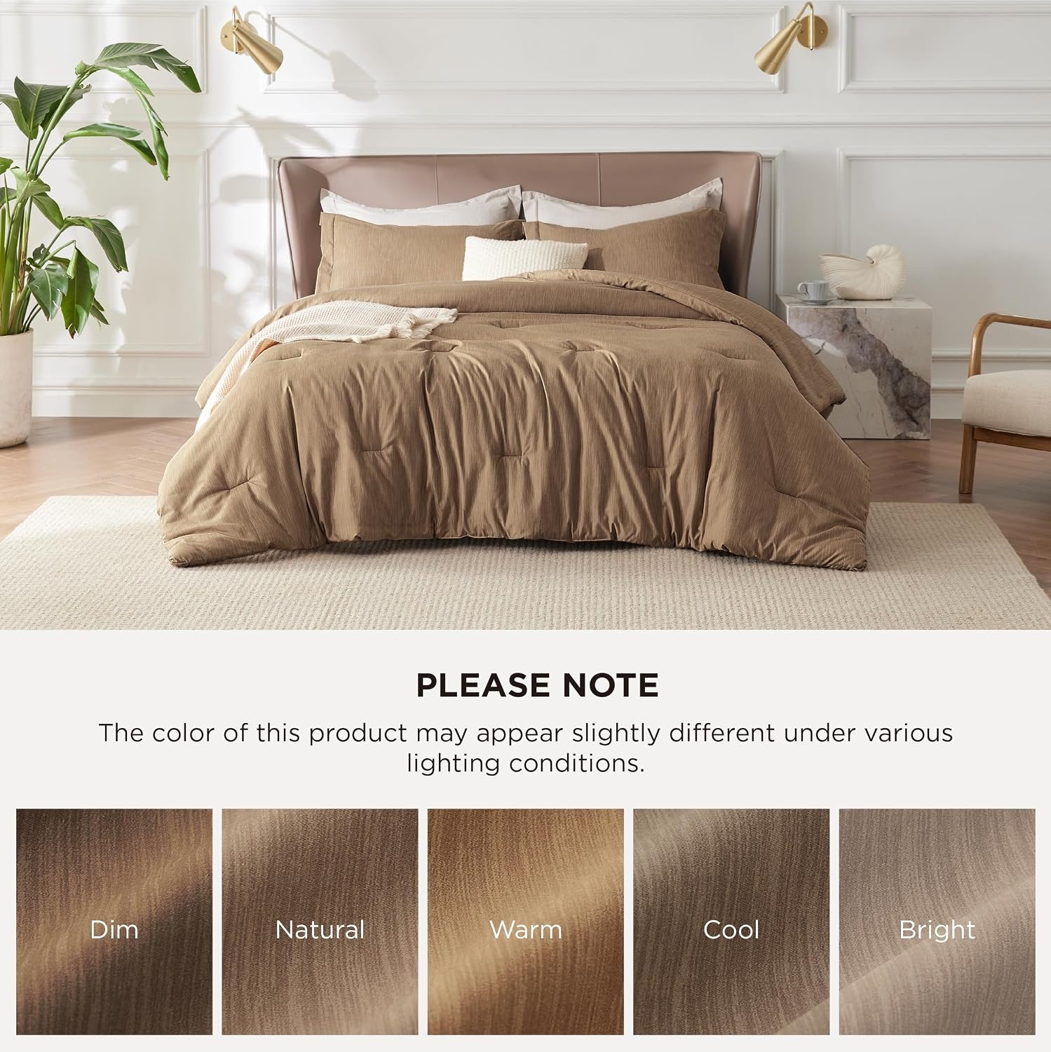 image:imageBedsure Grey Queen Comforter Set Soft Cationic Dyed Bedding Set 3 Pcs Breathable Comfortable for All Season SkinFriendly Melange Home Decor Gift Bed Set Cozy for Bedroom OEKO Modern04 Brown Melange