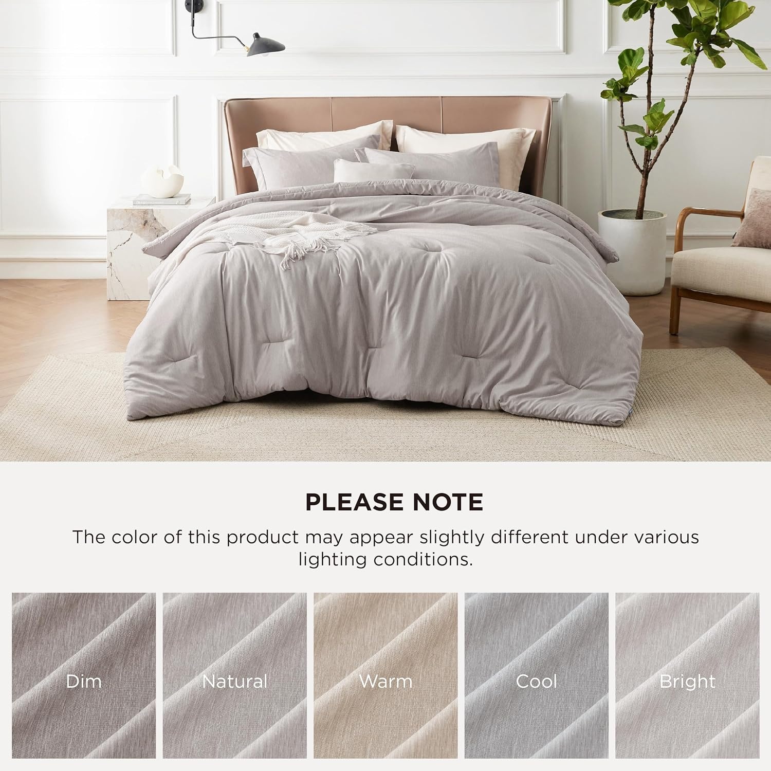 image:imageBedsure Grey Queen Comforter Set Soft Cationic Dyed Bedding Set 3 Pcs Breathable Comfortable for All Season SkinFriendly Melange Home Decor Gift Bed Set Cozy for Bedroom OEKO Modern04 Taupe Melange