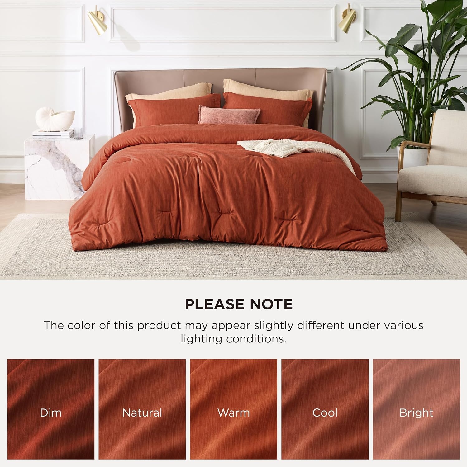 image:imageBedsure Grey Queen Comforter Set Soft Cationic Dyed Bedding Set 3 Pcs Breathable Comfortable for All Season SkinFriendly Melange Home Decor Gift Bed Set Cozy for Bedroom OEKO Modern08 Orange Melange