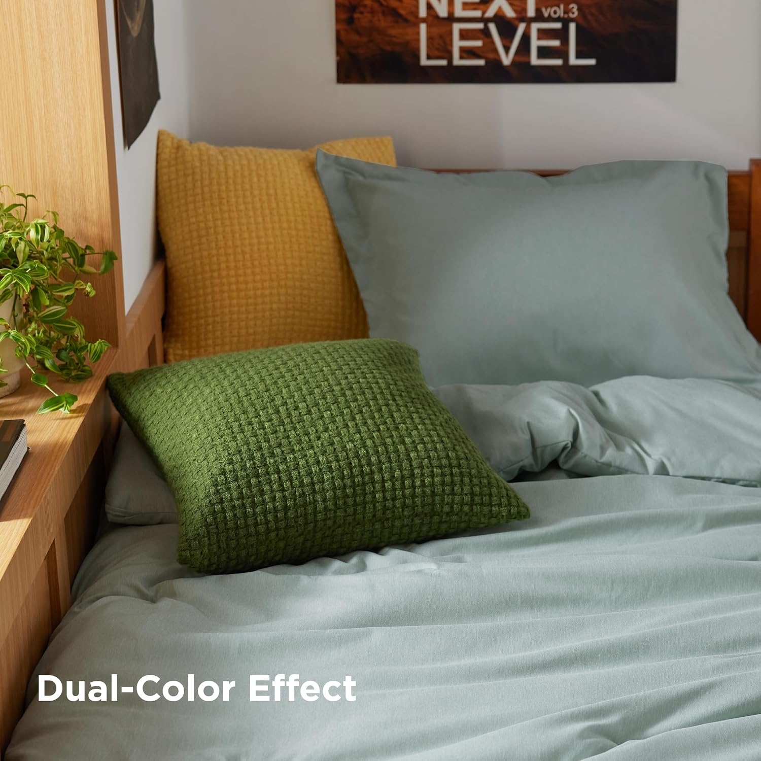 image:imageBedsure Grey Queen Comforter Set Soft Cationic Dyed Bedding Set 3 Pcs Breathable Comfortable for All Season SkinFriendly Melange Home Decor Gift Bed Set Cozy for Bedroom OEKO Modern02 Mint Green Melange