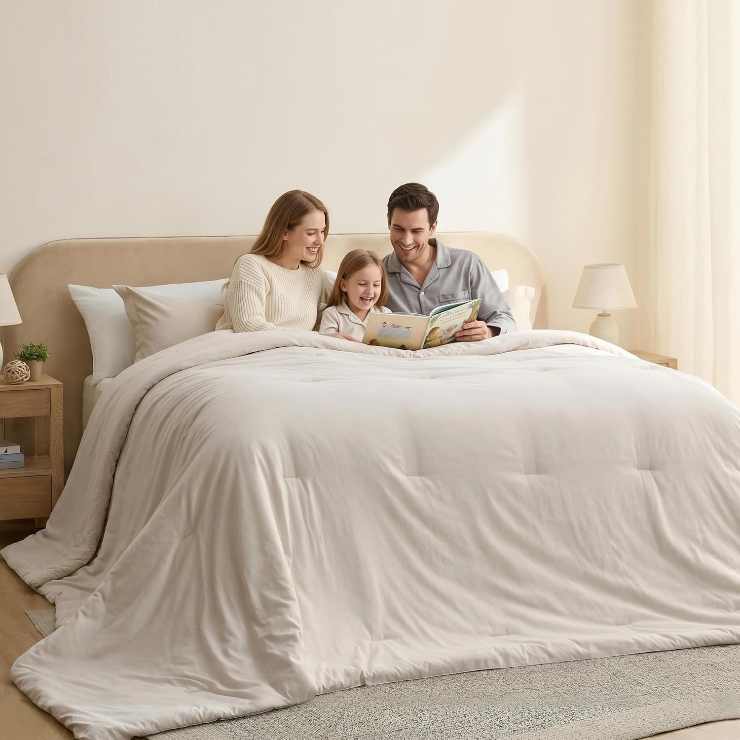 image:imageBedsure Grey Queen Comforter Set Soft Cationic Dyed Bedding Set 3 Pcs Breathable Comfortable for All Season SkinFriendly Melange Home Decor Gift Bed Set Cozy for Bedroom OEKO Modern01 Beige Melange