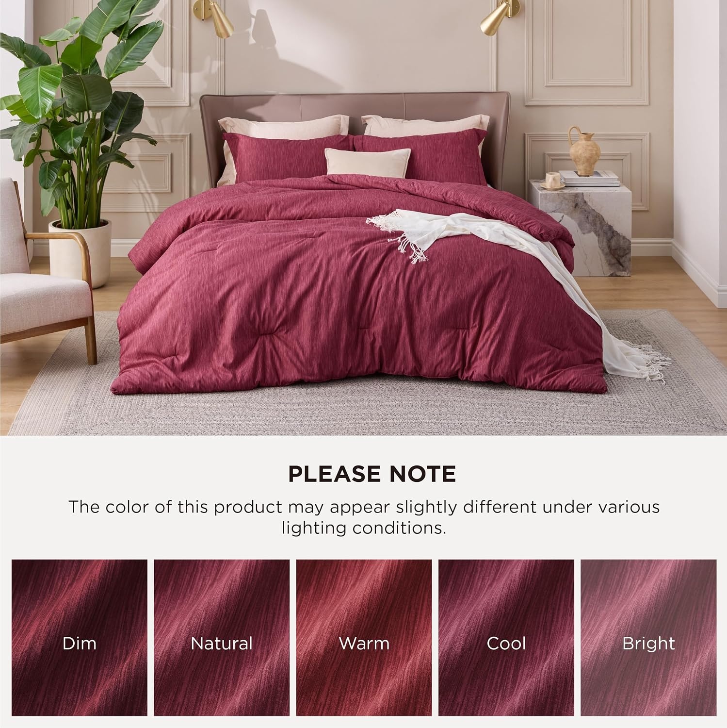 image:imageBedsure Grey Queen Comforter Set Soft Cationic Dyed Bedding Set 3 Pcs Breathable Comfortable for All Season SkinFriendly Melange Home Decor Gift Bed Set Cozy for Bedroom OEKO Modern06 Red Melange